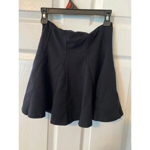 Black Skater Skirt A-Line Mini Flared Panel Jersey Solid Dark Basic